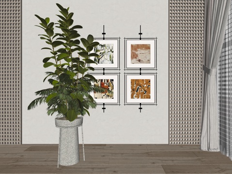 现代室内绿植盆栽植物su模型