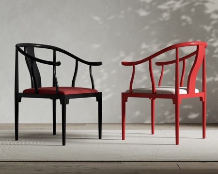 新中式圈椅 扶手椅 红木圈椅su模型