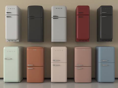 现代马卡龙冰箱 小冰箱su模型