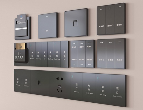 现代开关插座 宾馆智能插电取卡su模型