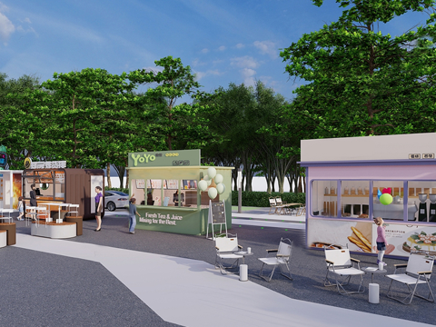 商业摊位 网红摊位 地摊su模型