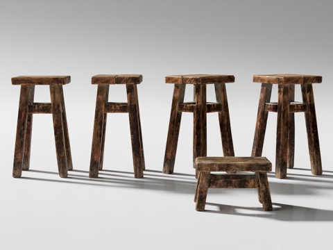 侘寂矮凳 木凳 方形木凳 板凳su模型