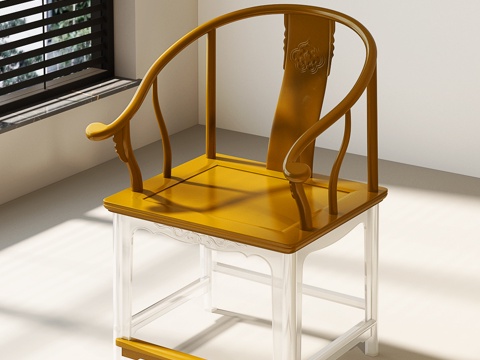 新中式休闲椅 中式休闲椅 新中式亚克力休闲椅su模型