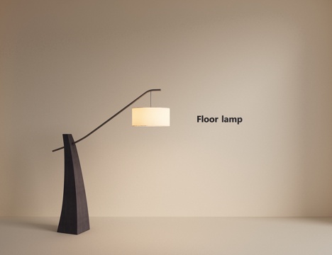 现代复古落地灯 钓鱼灯 客厅落地灯 大型落地灯 艺术落地灯su模型