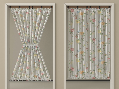 现代窗帘 门帘 布帘su模型