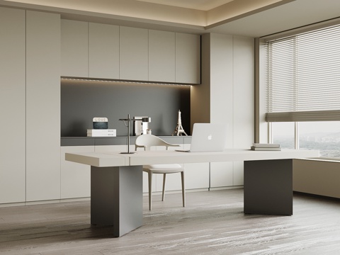 现代书房 书桌椅 书柜su模型