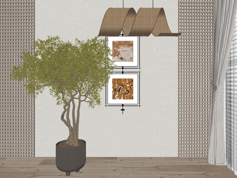 现代室内绿植盆栽植物su模型