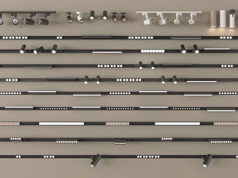 现代筒灯射灯 轨道射灯 线形射灯su模型