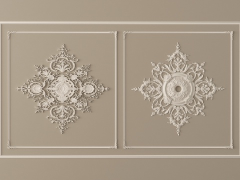  法式复古雕花 石膏雕花 灯盘3d模型 
