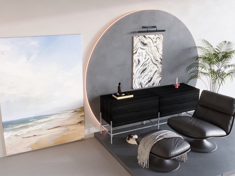 现代极简画 侘寂风油画 书房挂画 办公室挂画 办公室墙饰 新su模型