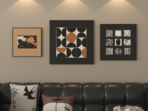 北欧装饰画 挂画组合 几何su模型