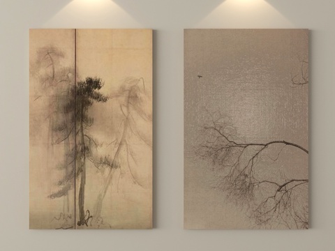  新中式装饰画 挂画3d模型 