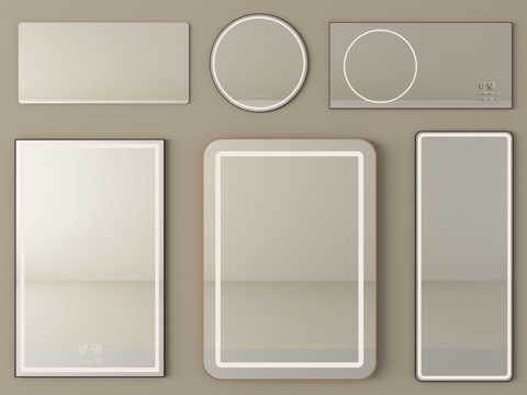 现代镜子 化妆镜 装饰镜 浴室镜 穿衣镜 落地镜su模型