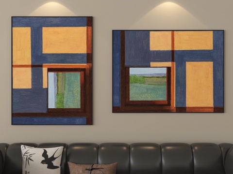 中古装饰挂画  抽象艺术装饰画su模型