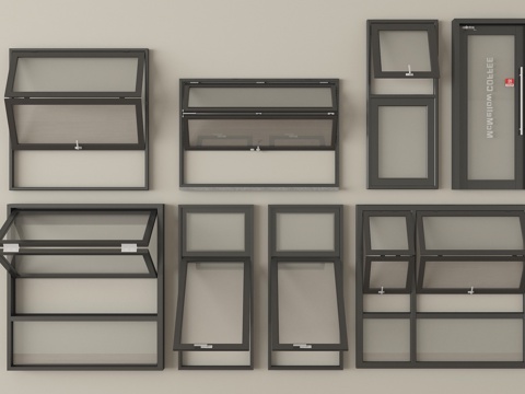 现代窗组合 折叠窗 上下折叠窗su模型