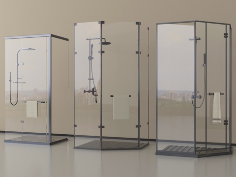 现代淋浴间 淋浴房 钻石淋浴房su模型