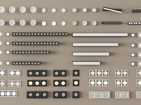 现代筒灯射灯 轨道射灯 线形射灯 明装筒灯su模型