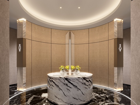 现代公共卫生间 公共卫生间 卫生间洗手台 公区卫生间 商场卫su模型