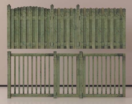 现代围栏围挡 护栏 木栅栏 栏杆su模型