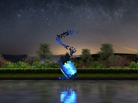 现代科技感雕塑小品 数字魔方 景观雕塑su模型