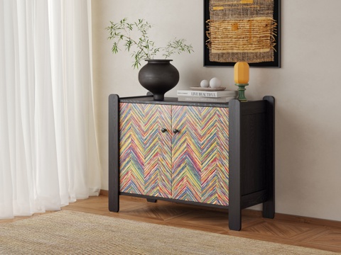 中古风边柜玄关柜装饰柜摆件装饰su模型