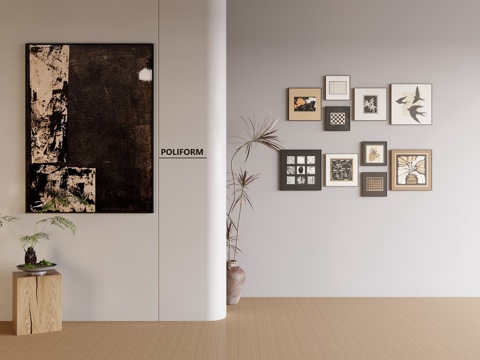 现代极简画 侘寂风油画 书房挂画 办公室挂画 办公室墙饰 新su模型