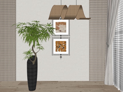 现代室内盆栽植物su模型