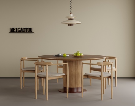 现代餐桌椅组合 餐椅 餐桌su模型