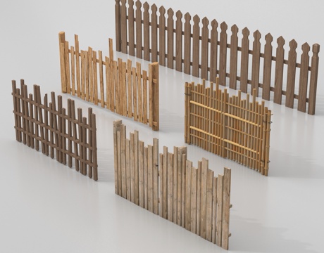 新中式栅栏 围栏护栏 木栅栏 篱笆围墙su模型