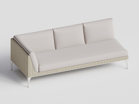 DEDON - 现代户外沙发 三人 单侧无扶手 藤编沙发su模型
