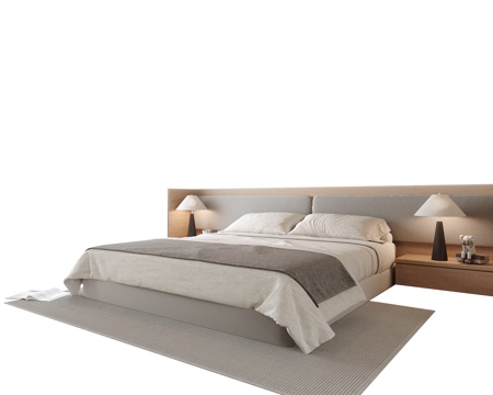  现代双人床 主卧室床3d模型 