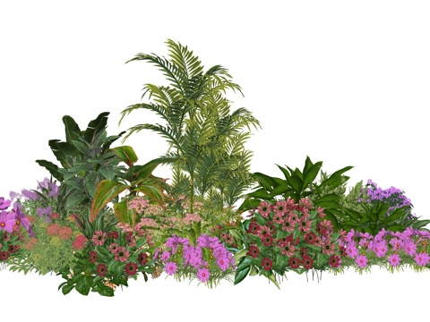 现代庭院植物堆景观组合su模型