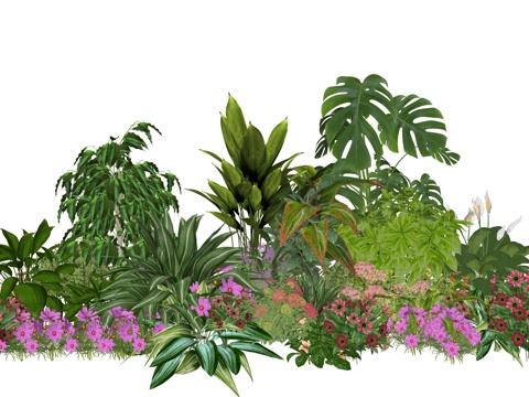 现代庭院植物堆景观组合su模型