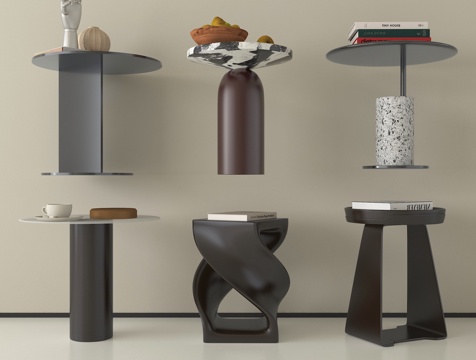 现代边几组合 角几 小几 摆件su模型su模型