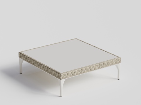 DEDON - 现代户外茶几 方几 藤编茶几su模型