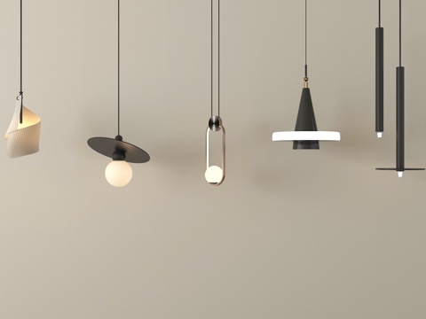 现代简约吊灯 金属吊灯 小吊灯su模型