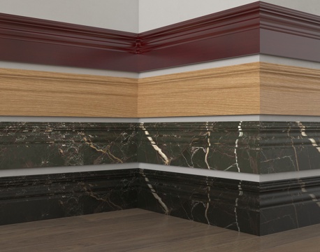 现代踢脚线 实木地脚线su模型