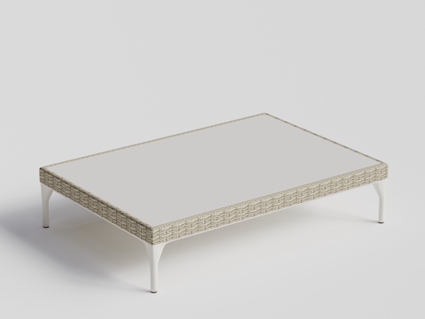 DEDON - 现代户外茶几 长形茶几 藤编茶几su模型