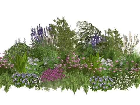 现代庭院植物堆景观组合su模型