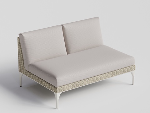 DEDON - 现代户外沙发 双人 无扶手 藤编沙发su模型
