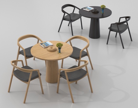 现代休闲桌椅组合 洽谈桌椅 咖啡桌椅su模型