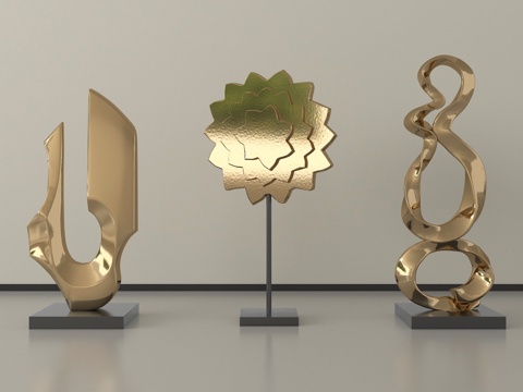 现代雕塑摆件 金属雕塑su模型