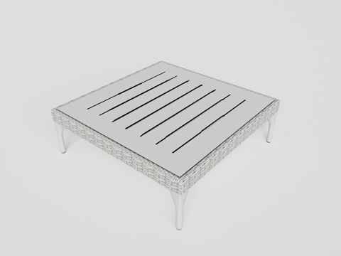 DEDON - 现代户外茶几 方几 藤编茶几su模型su模型