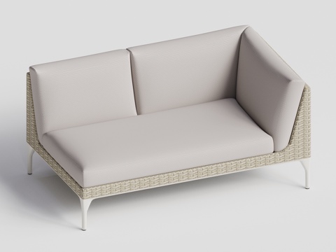 DEDON - 现代户外沙发 双人 单侧无扶手 藤编沙发su模型