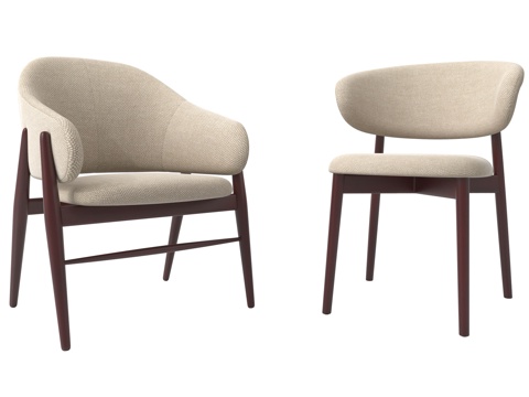 中古风餐椅 单椅 休闲椅su模型