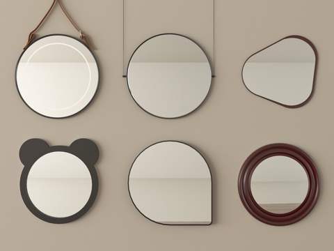 现代镜子 化妆镜 装饰镜 浴室镜su模型