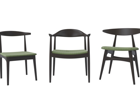 法式餐椅 单椅 休闲椅su模型