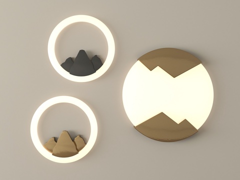 新中式壁灯 茶室壁灯 过道壁灯su模型