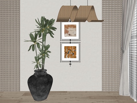 现代室内盆栽植物su模型