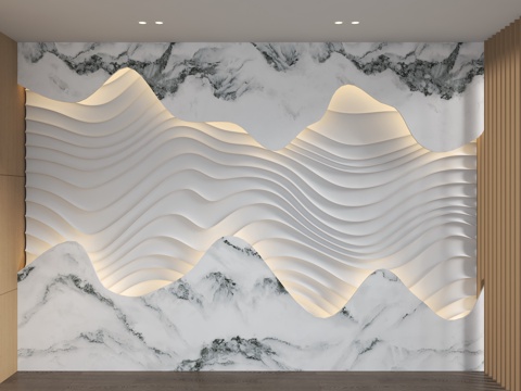 异形背景墙 异形护墙板 立体波浪板 波浪背景墙 玄关背景墙su模型